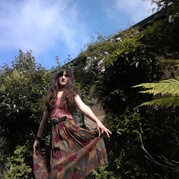 80s / 90s Vintage Pleated Patterned Midi Skirt - Picture 6 of 6